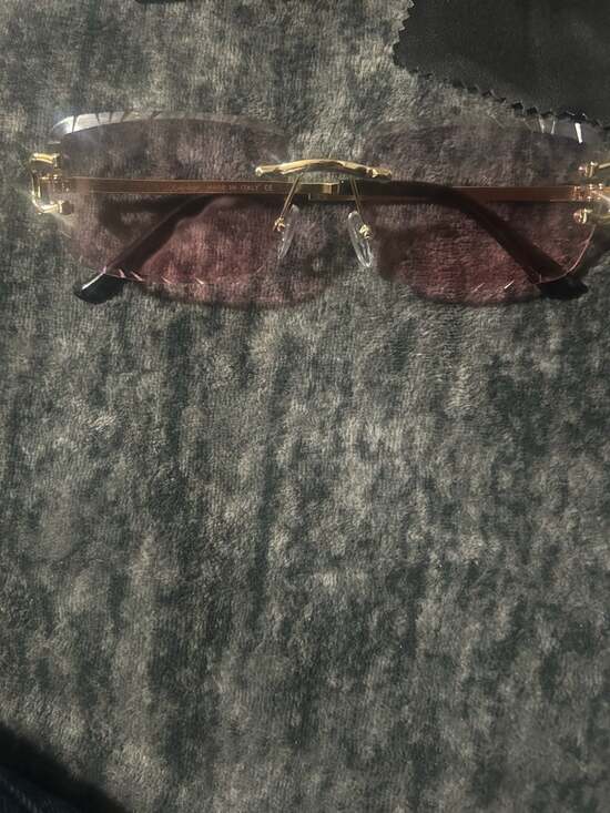 Cartier Other - Cartier C Décor Rimless Diamond Cut Sunglasses with Rose Lenses and Gold Frame